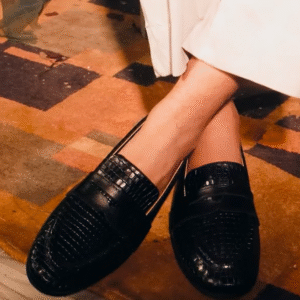 Crocodile-textured loafers