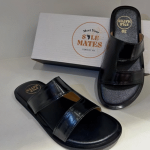 Black slip-on sandals