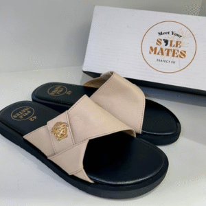 Beige crisscross sandals