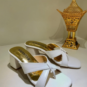 White block-heel sandals