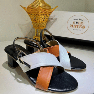 Tan block-heel sandals