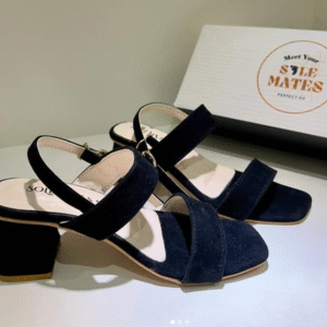 Suede Block-Heel Sandals