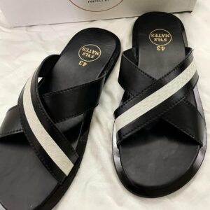 Black and white cross sandals
