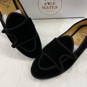 Black velvet double-monk Belgian loafers